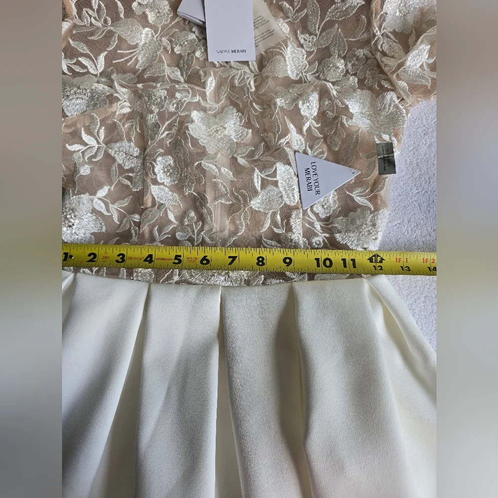Nadine Merabi Pippa White Dress Size 2(XS) Sheer Top Lace Beaded New. - Picture 9 of 16